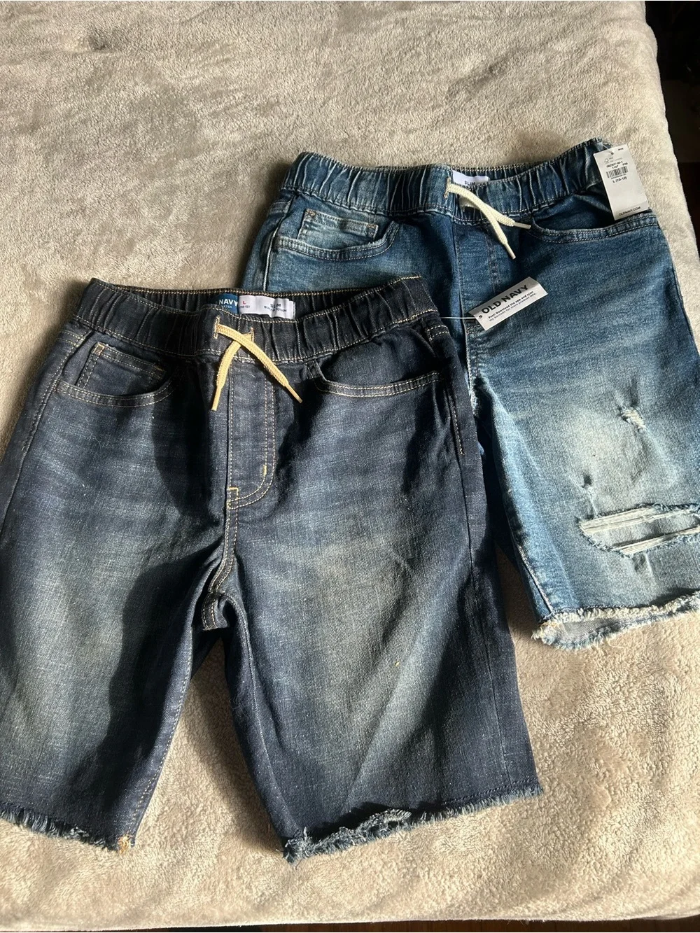 Old Navy Boys Blue Denim Pull-On Shorts - Dark & Light Wash